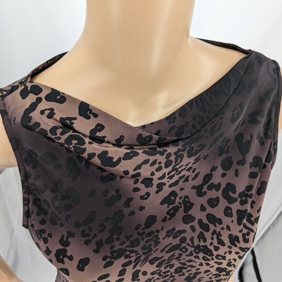 NWT Vintage 1990s Jones New York Silk Mini Dress Animal Print Cowl Size 8P - Picture 10 of 11